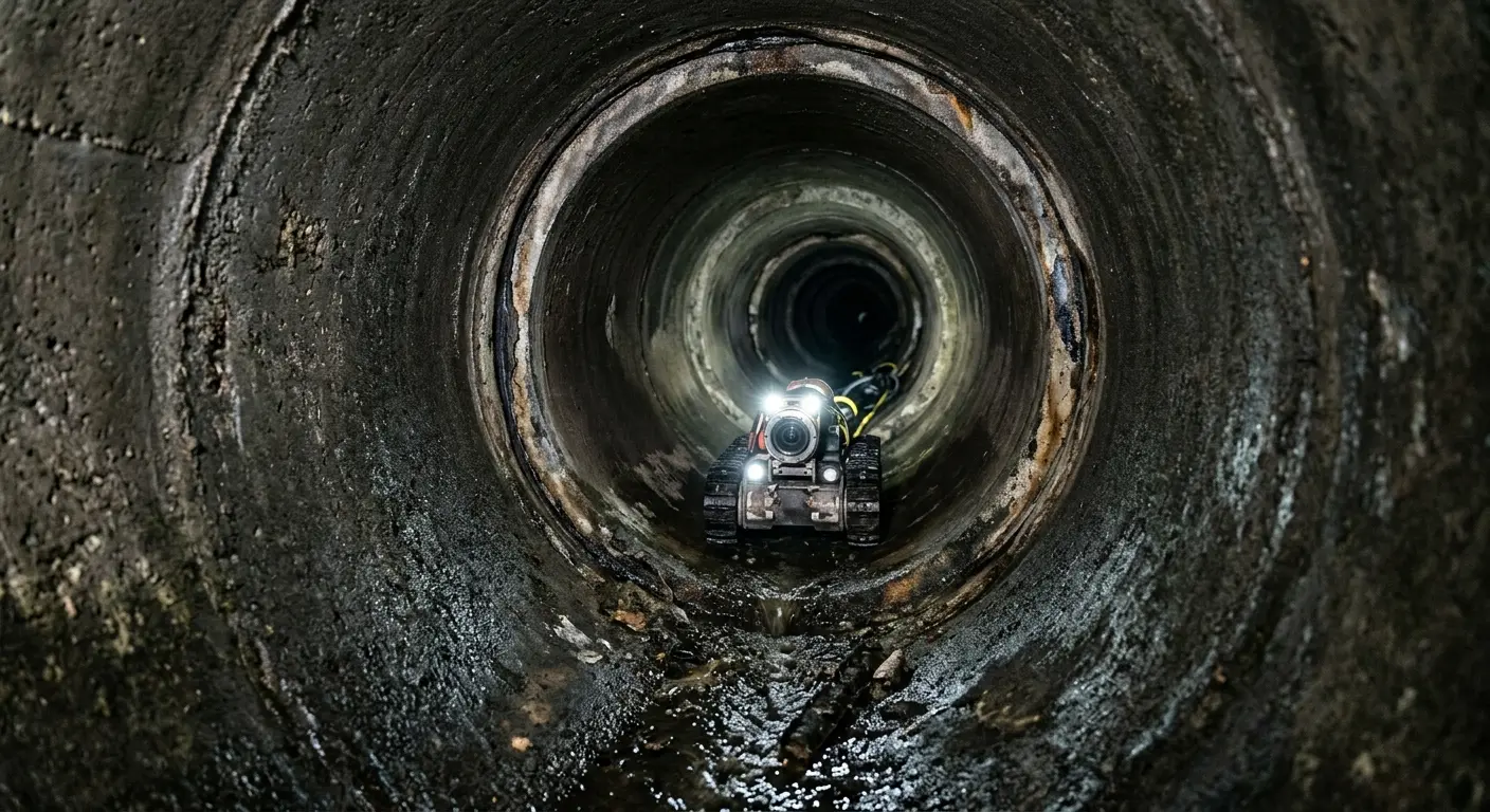 Robotic sewer camera inspecting pipe interior for Sewer Line Repair in Bixby